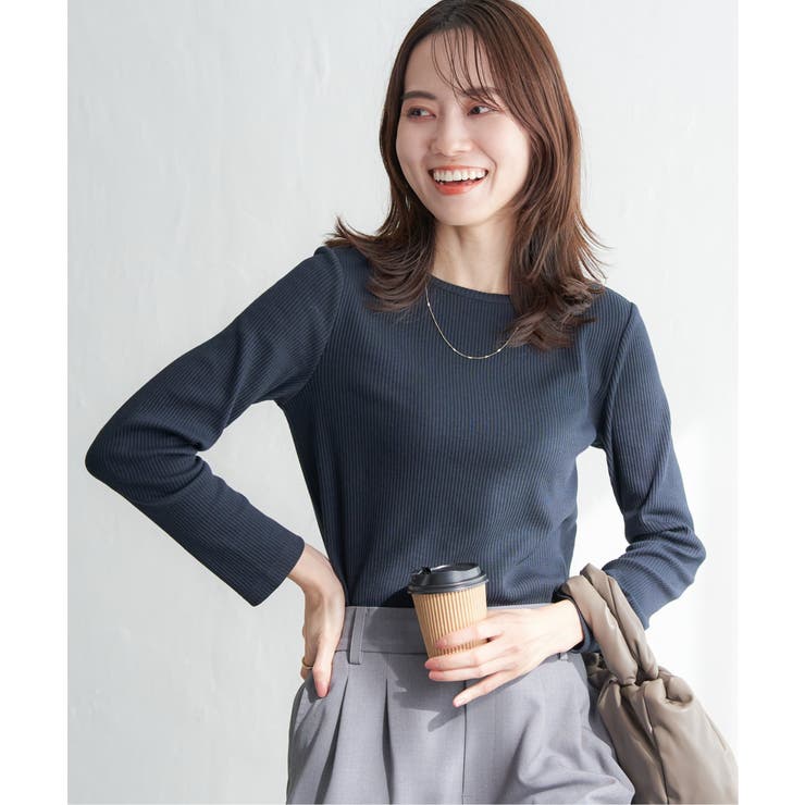 ikka｜三角テレコクルーネックプルオーバー | Rakuten Fashion