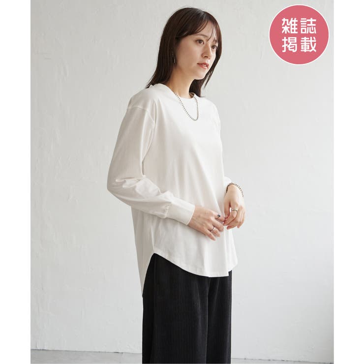 オフホワイト | 【雑誌InRed12月号掲載】コットンUSA裾ラウンドロンT | ikka 