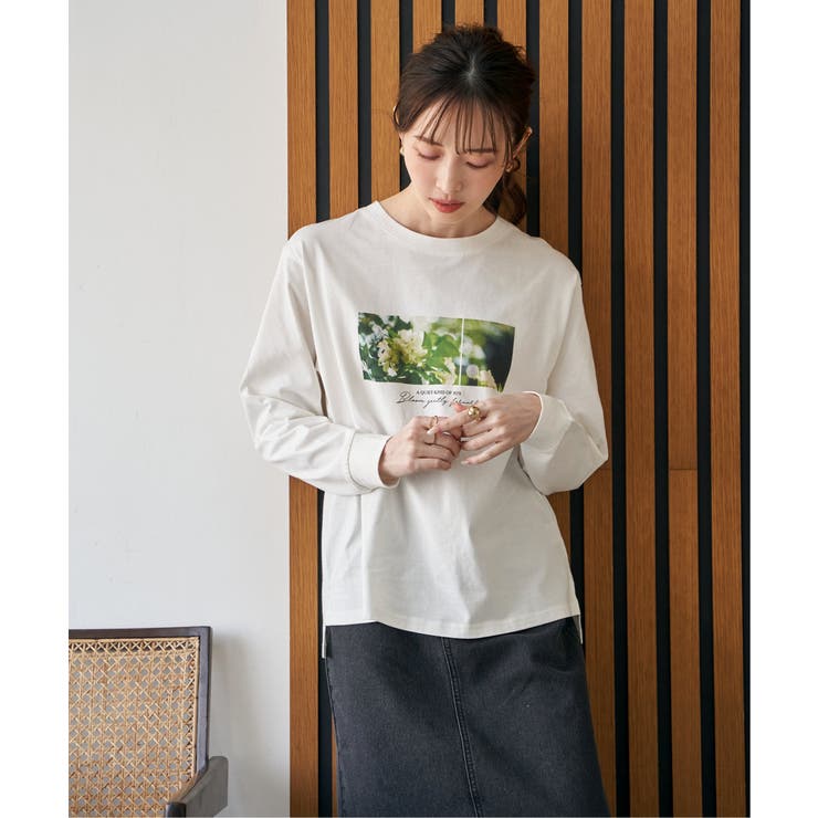 オフホワイト | ロゴフォトプリントスウェットTシャツ | ikka 