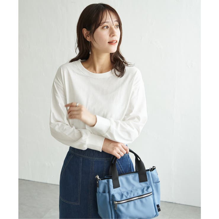 オフホワイト | コットンUVケア裾ラウンドロンT | ikka 