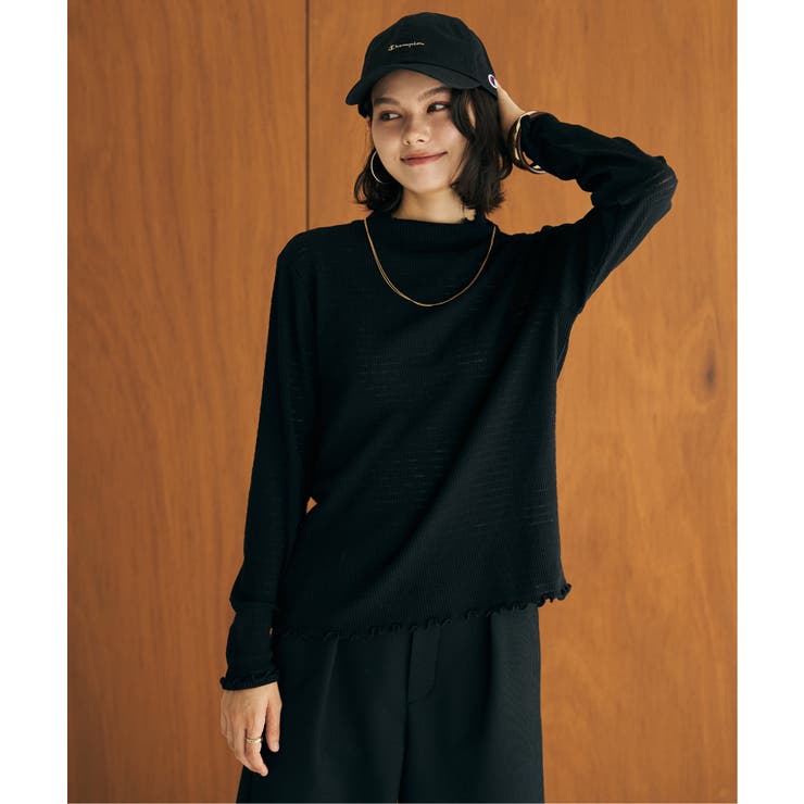 シャドーボーダーテレコボトルネックプルオーバー | ikka  | 詳細画像1 