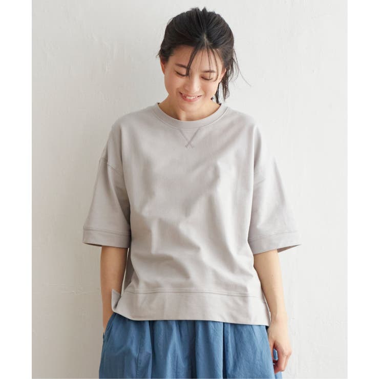 ライトグレイ | ミニ裏毛スウェットライク半袖Tシャツ | ikka 