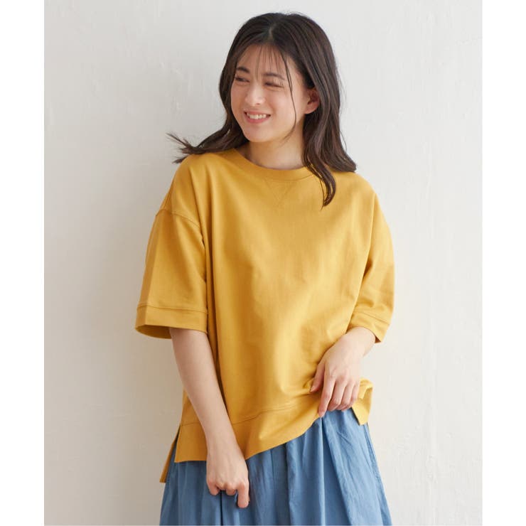 イエロー | ミニ裏毛スウェットライク半袖Tシャツ | ikka 
