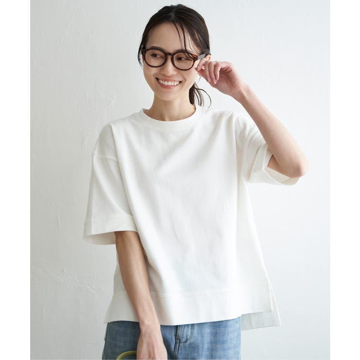 オフホワイト | ミニ裏毛スウェットライク半袖Tシャツ | ikka 