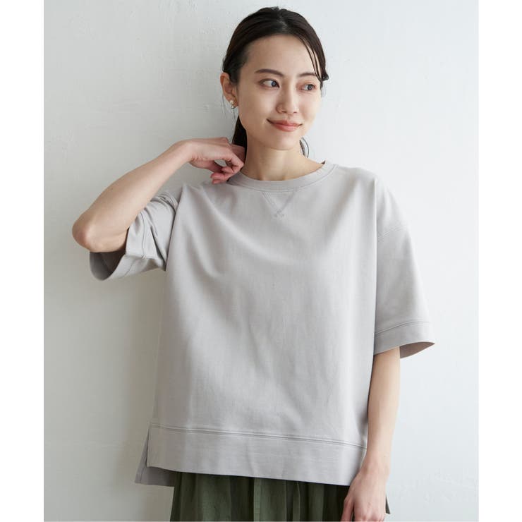 ライトグレイ | ミニ裏毛スウェットライク半袖Tシャツ | ikka 