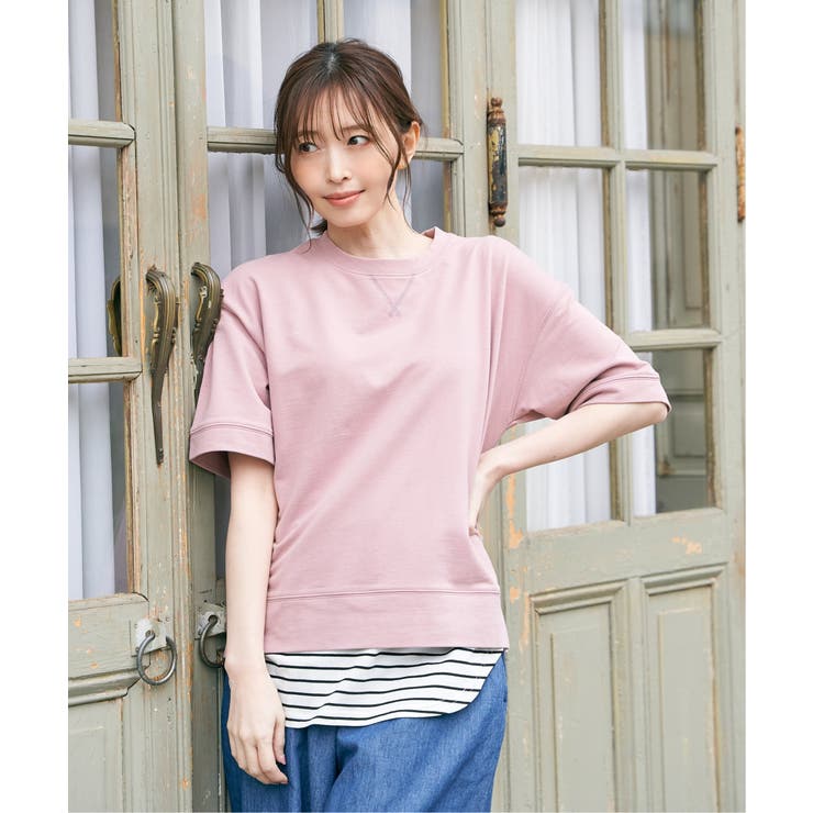 ミニ裏毛スウェットライク半袖Tシャツ | ikka  | 詳細画像4 