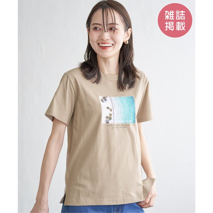 ベージュ | 【雑誌InRed5月号掲載】ロゴフォトプリントTシャツ【親子コーデ】 | ikka 