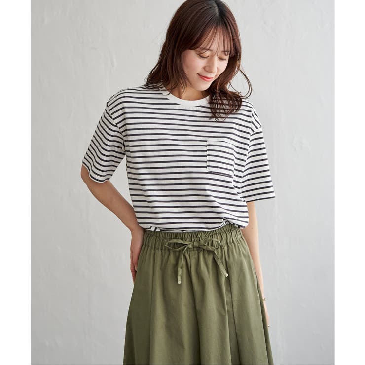 冷感コットン半袖ポケットTシャツ | ikka  | 詳細画像7 