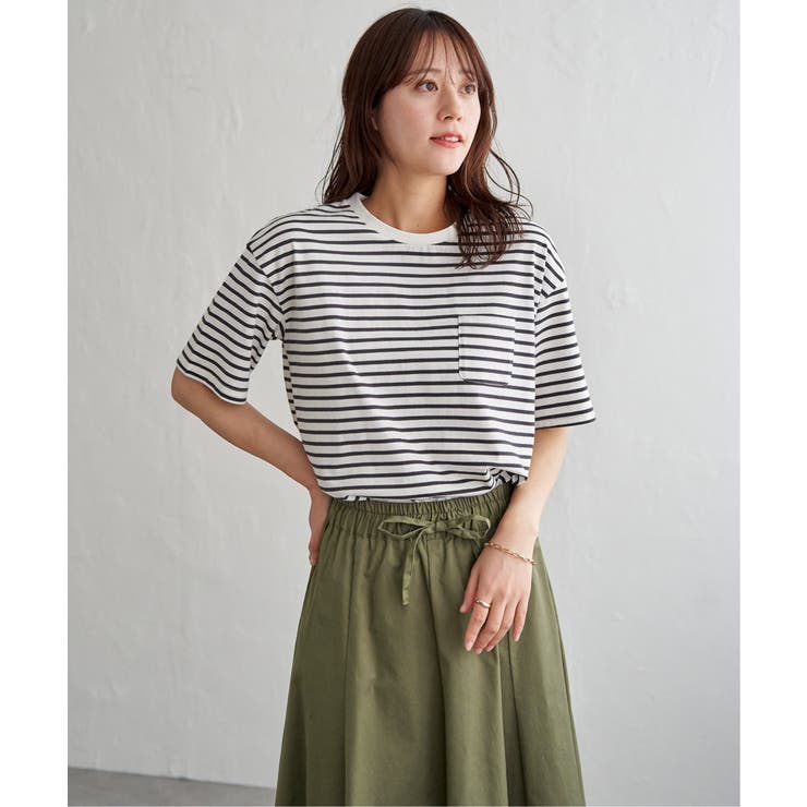 冷感コットン半袖ポケットTシャツ | ikka  | 詳細画像8 