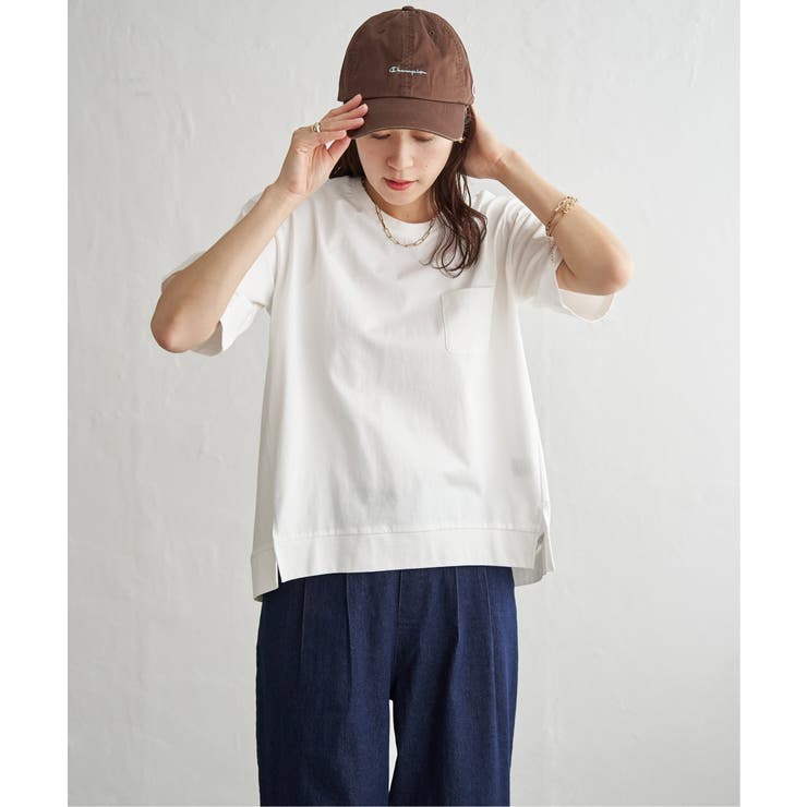 冷感コットン半袖ポケットTシャツ | ikka  | 詳細画像12 