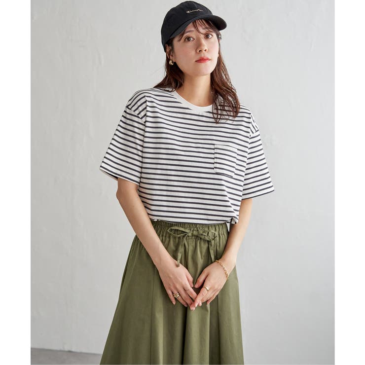 ホワイト | 冷感コットン半袖ポケットTシャツ | ikka 