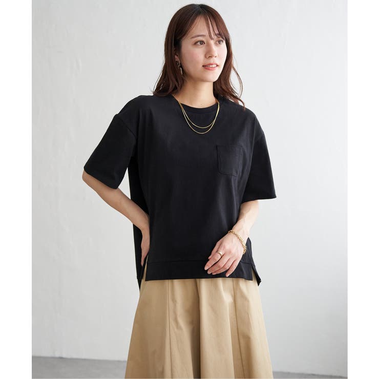 冷感コットン半袖ポケットTシャツ | ikka  | 詳細画像16 