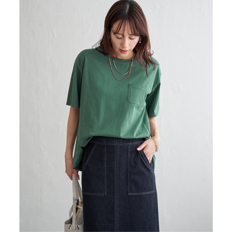 冷感コットン半袖ポケットTシャツ | ikka  | 詳細画像19 