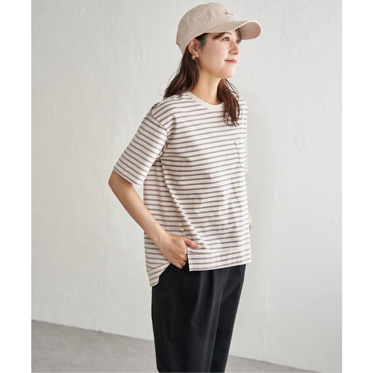 冷感コットン半袖ポケットTシャツ | ikka  | 詳細画像2 