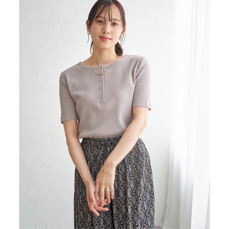 グレージュ | 前後2WAYヘンリーネックプルオーバー | ikka 