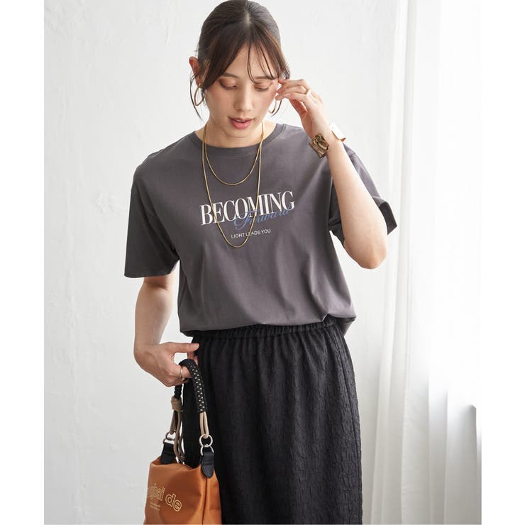 チャコール | 【接触冷感】ロゴフォトプリントTシャツ | ikka 