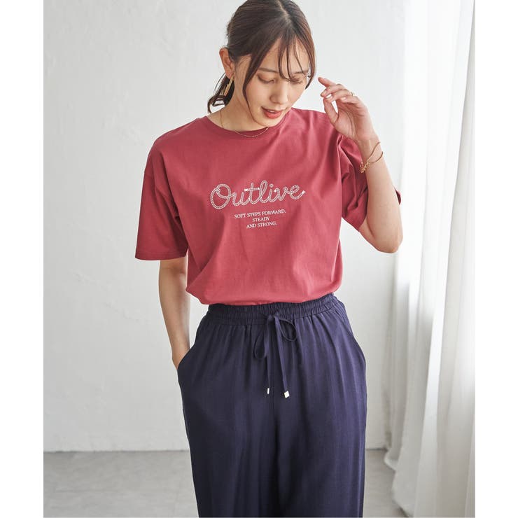 ワイン | 【接触冷感】ロゴフォトプリントTシャツ | ikka 