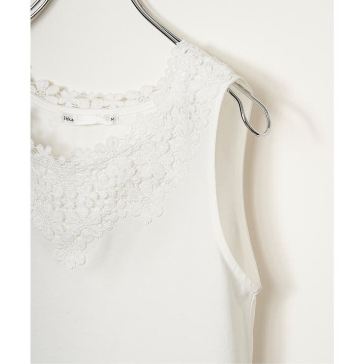 【接触冷感／UVカット】コットンUSA前後レースタンクトップ | ikka  | 詳細画像17 