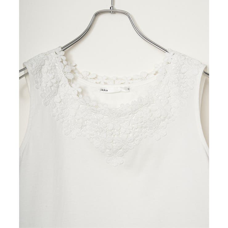 【接触冷感／UVカット】コットンUSA前後レースタンクトップ | ikka  | 詳細画像19 