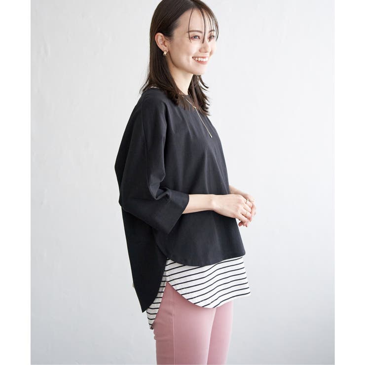 【雑誌InRed6月号掲載】コットンUSA裾ラウンドノースリプルオーバー【接触冷… | ikka  | 詳細画像15 