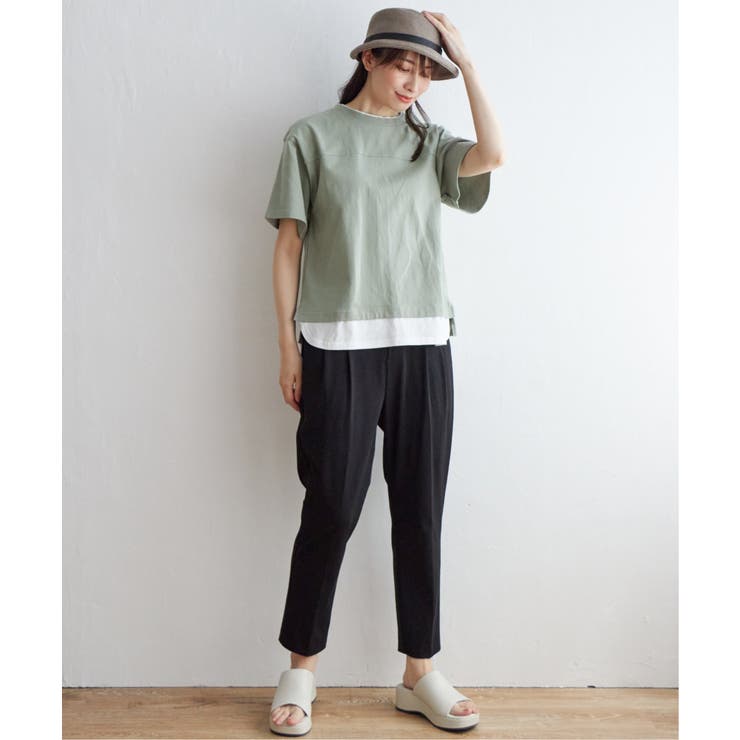 コットンUSA裾レイヤードTシャツ | ikka  | 詳細画像7 