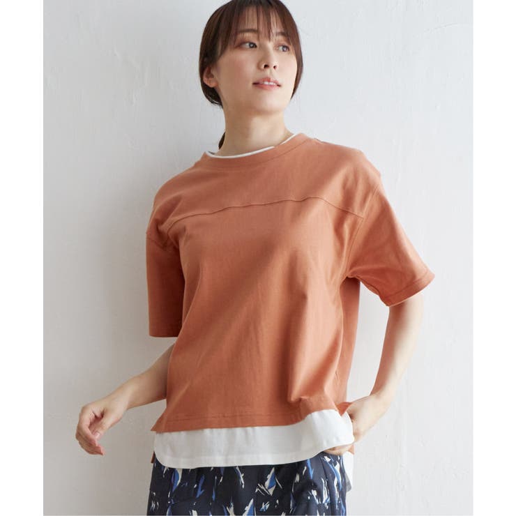 コットンUSA裾レイヤードTシャツ | ikka  | 詳細画像1 