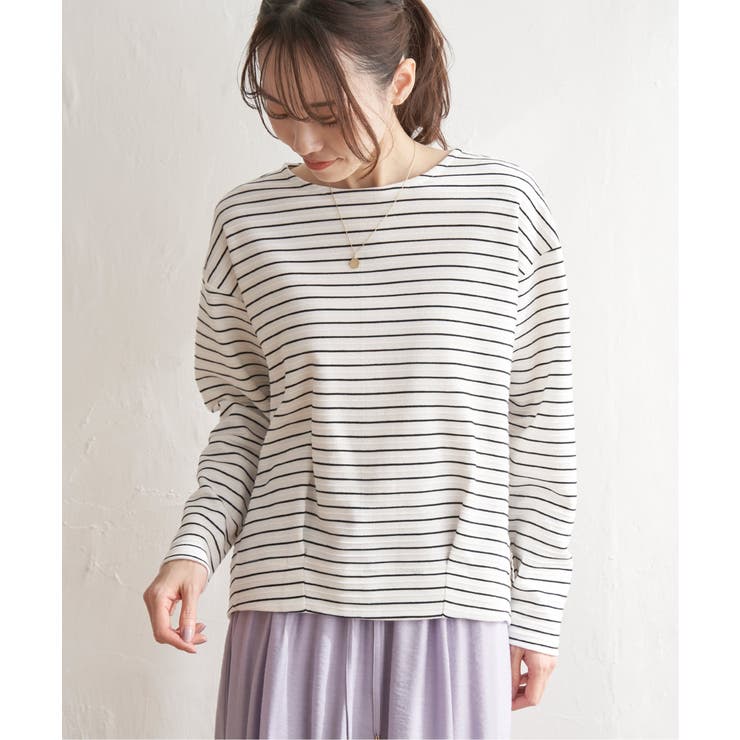 オフホワイト | リップル裾タックプルオーバー | ikka 