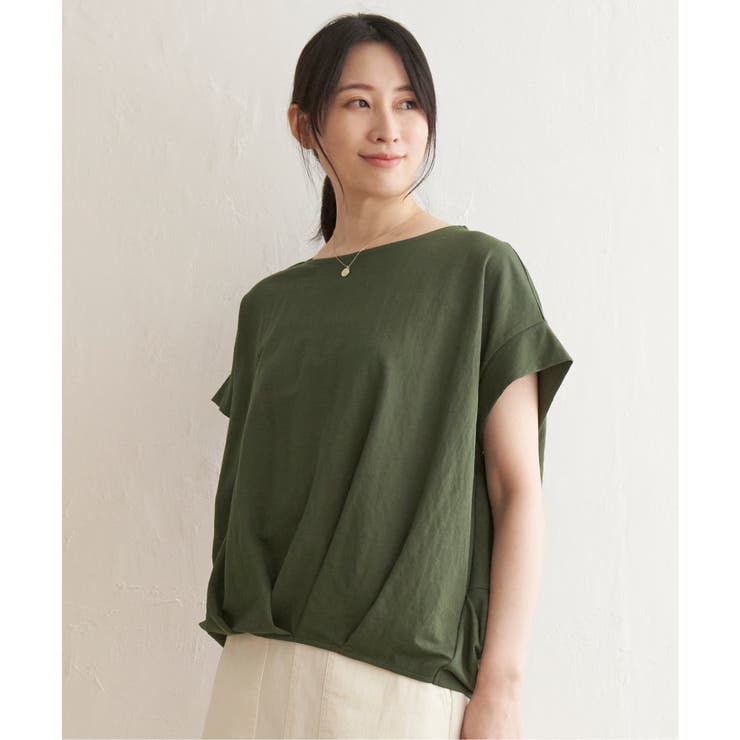 グリーン | 鹿の子前身タックプルオーバー | ikka 