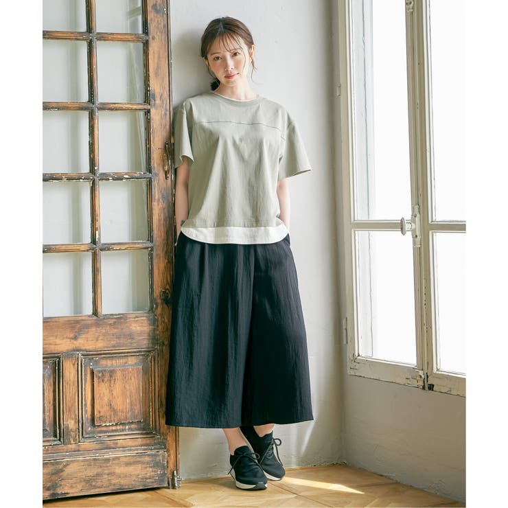 コットンUSA裾レイヤードTシャツ | ikka  | 詳細画像7 