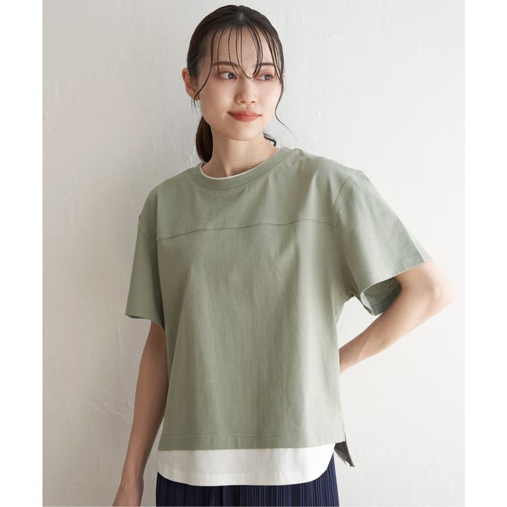 コットンUSA裾レイヤードTシャツ | ikka  | 詳細画像8 