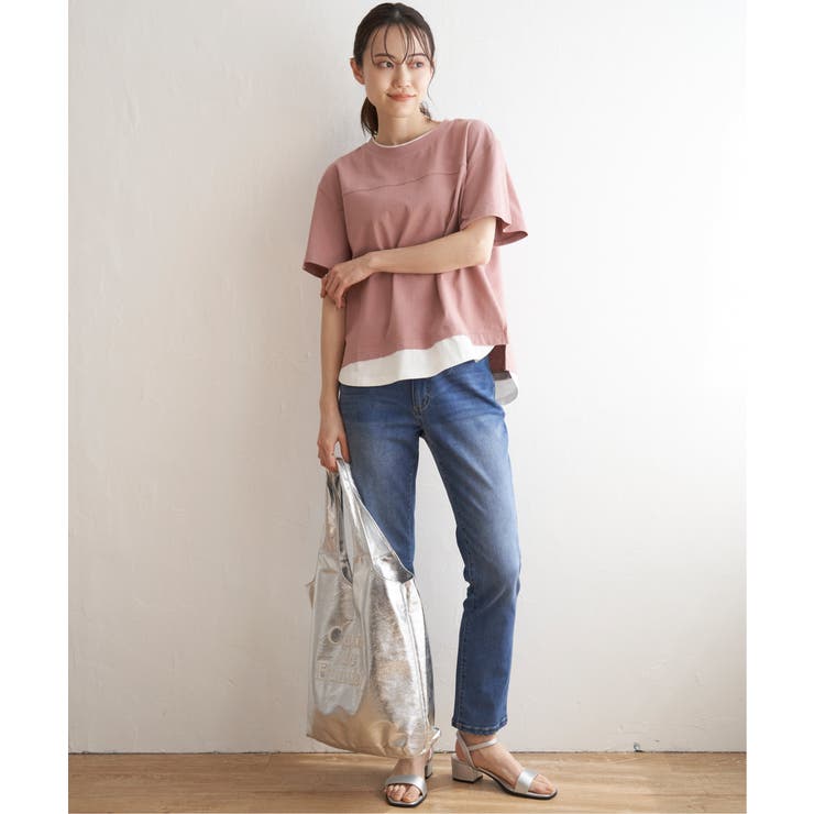 コットンUSA裾レイヤードTシャツ | ikka  | 詳細画像20 