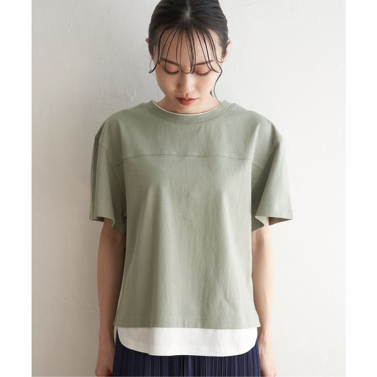 コットンUSA裾レイヤードTシャツ | ikka  | 詳細画像23 