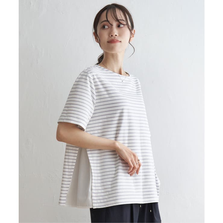 冷感サイド切替ボーダープルオーバー | ikka  | 詳細画像2 