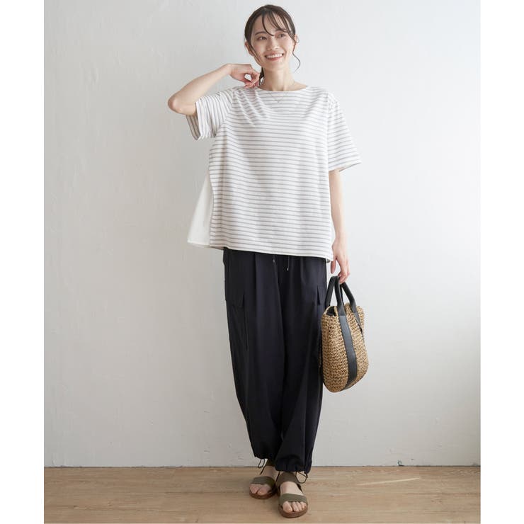 冷感サイド切替ボーダープルオーバー | ikka  | 詳細画像3 