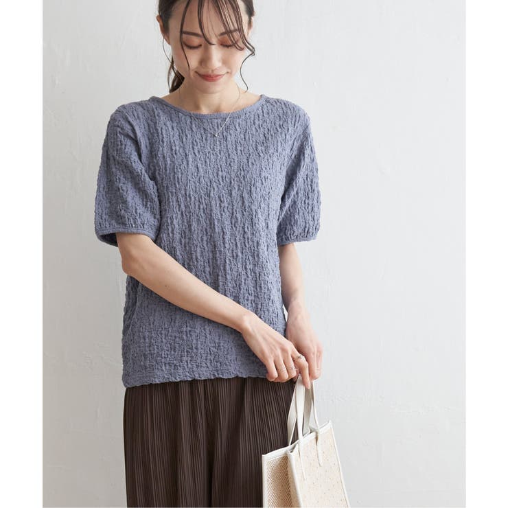 ブルー | フクレ半袖プルオーバー | ikka 