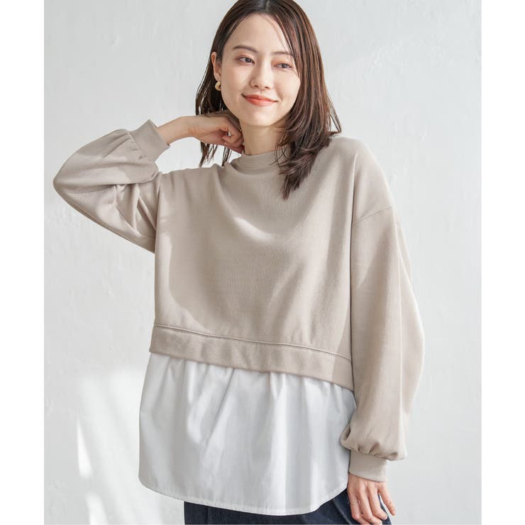 ベージュ | ポンチ切り替えレイヤードプルオーバー | ikka 