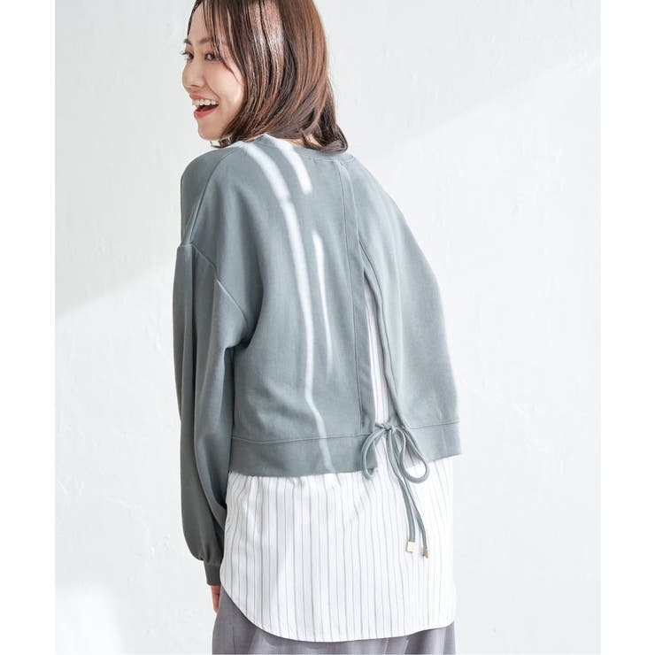 ミントグリーン | ポンチ切り替えレイヤードプルオーバー | ikka 