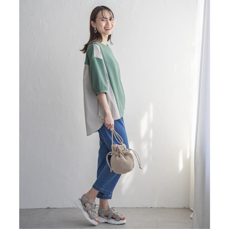 異素材切り替えサイドリボンプルオーバー | ikka  | 詳細画像7 