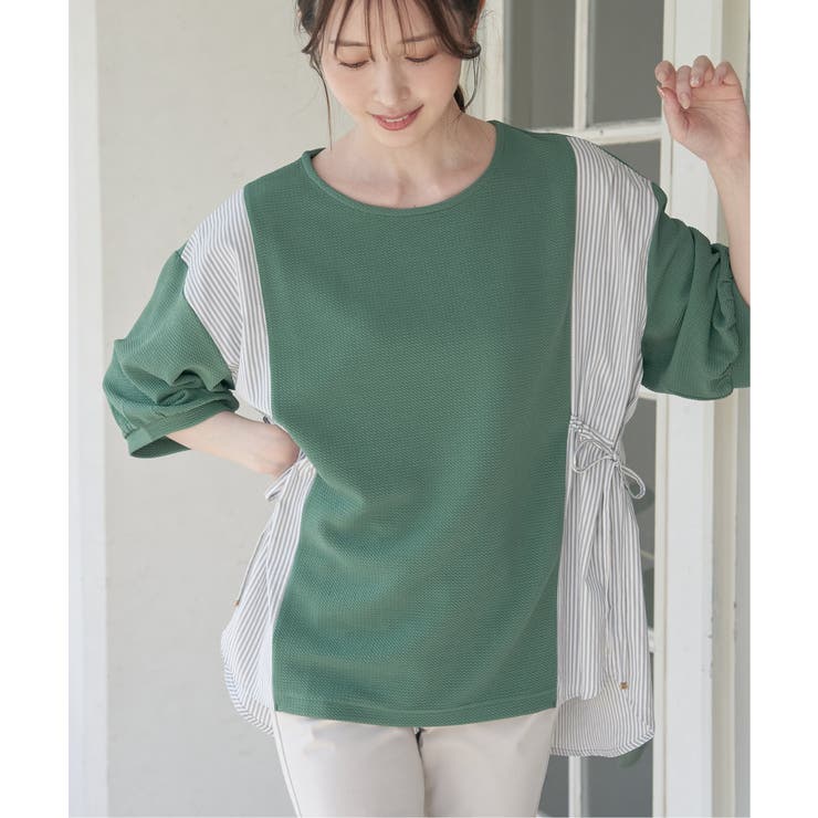 異素材切り替えサイドリボンプルオーバー | ikka  | 詳細画像1 