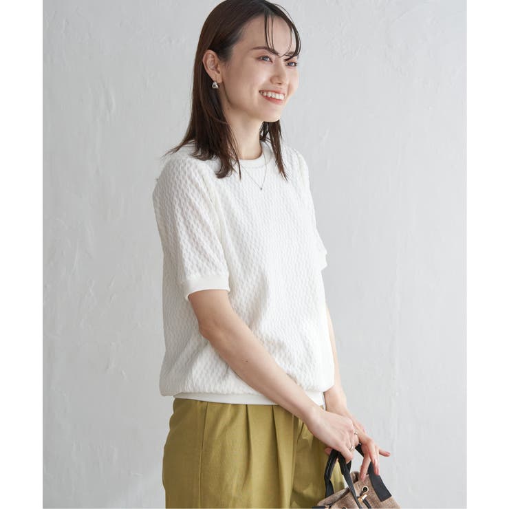 オフホワイト | 幾何学ジャガードプルオーバー | ikka 