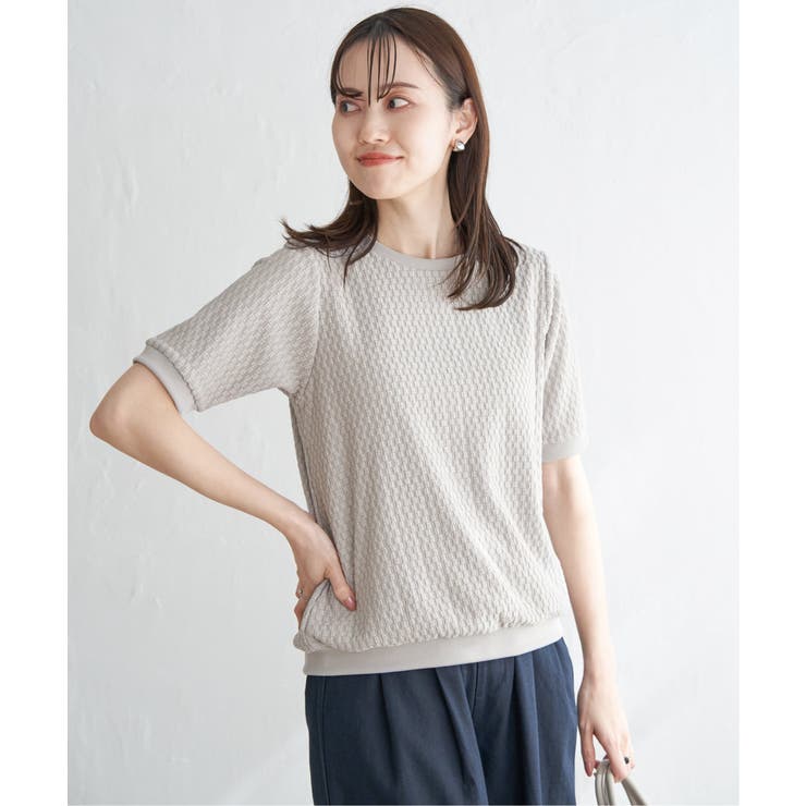 グレージュ | 幾何学ジャガードプルオーバー | ikka 