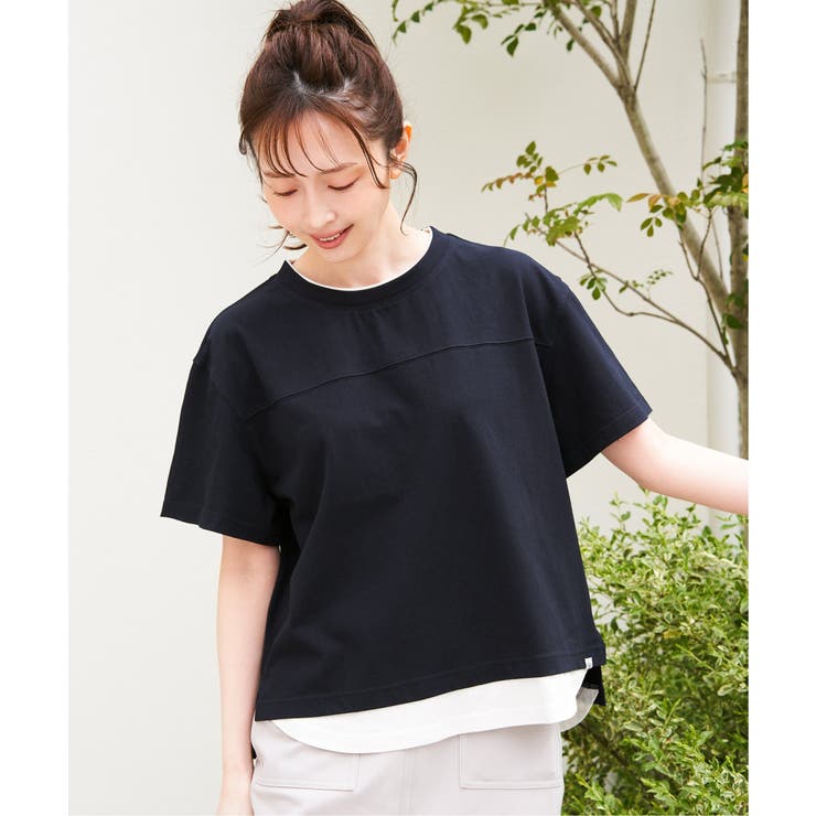 コットンUSA袖刺繍レイヤーTシャツ | ikka  | 詳細画像10 