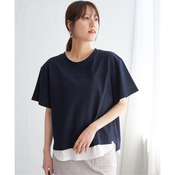 コットンUSA袖刺繍レイヤーTシャツ | ikka  | 詳細画像14 