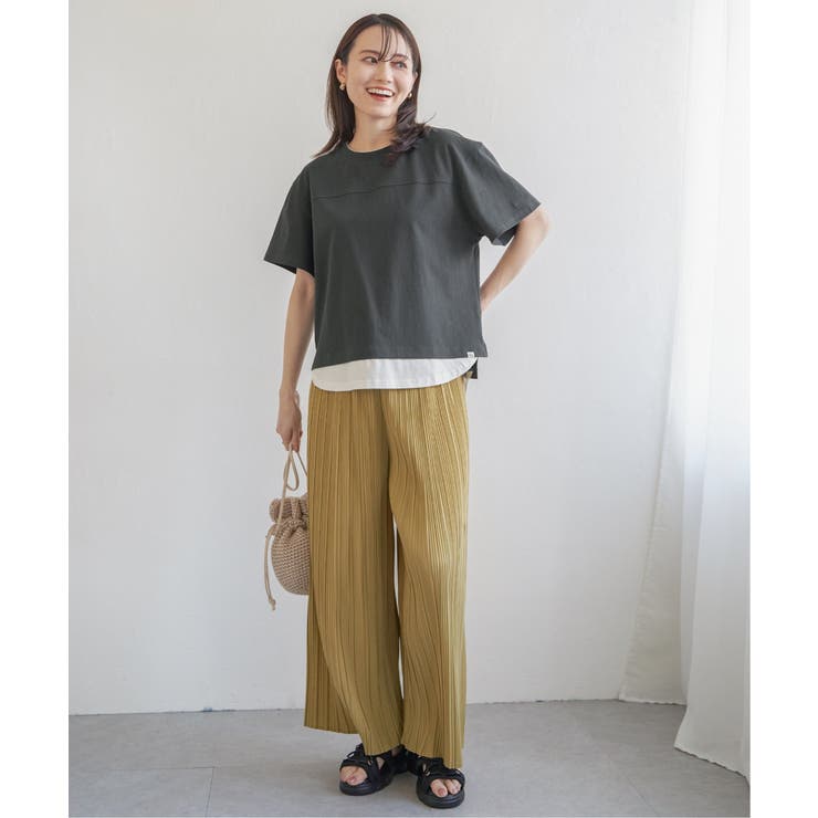 コットンUSA袖刺繍レイヤーTシャツ | ikka  | 詳細画像19 