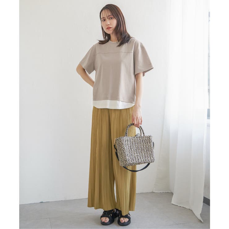 コットンUSA袖刺繍レイヤーTシャツ | ikka  | 詳細画像26 