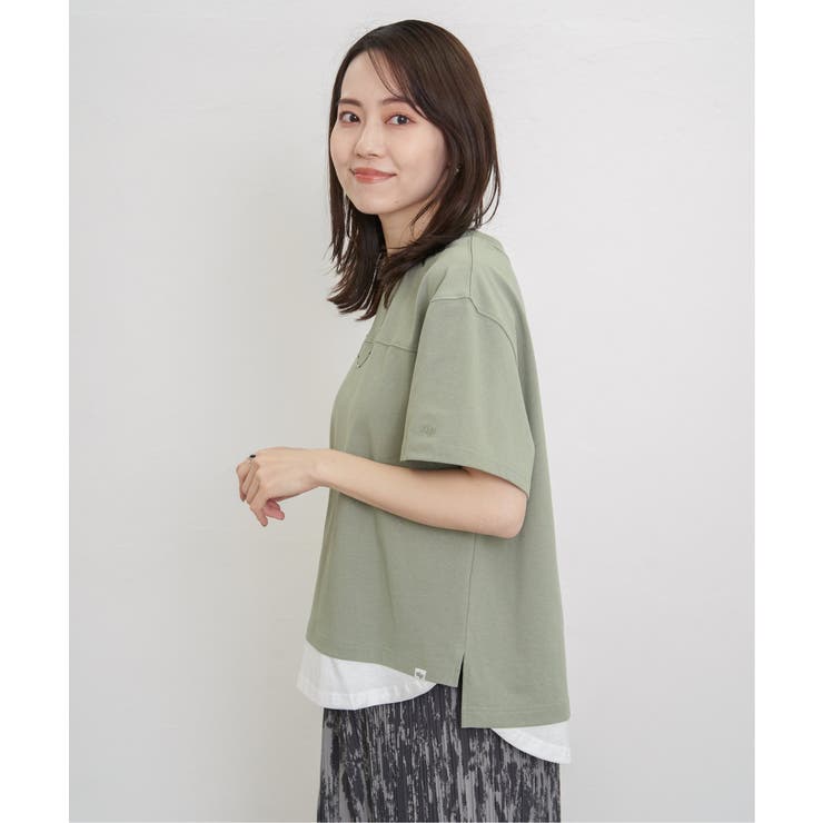 コットンUSA袖刺繍レイヤーTシャツ | ikka  | 詳細画像27 