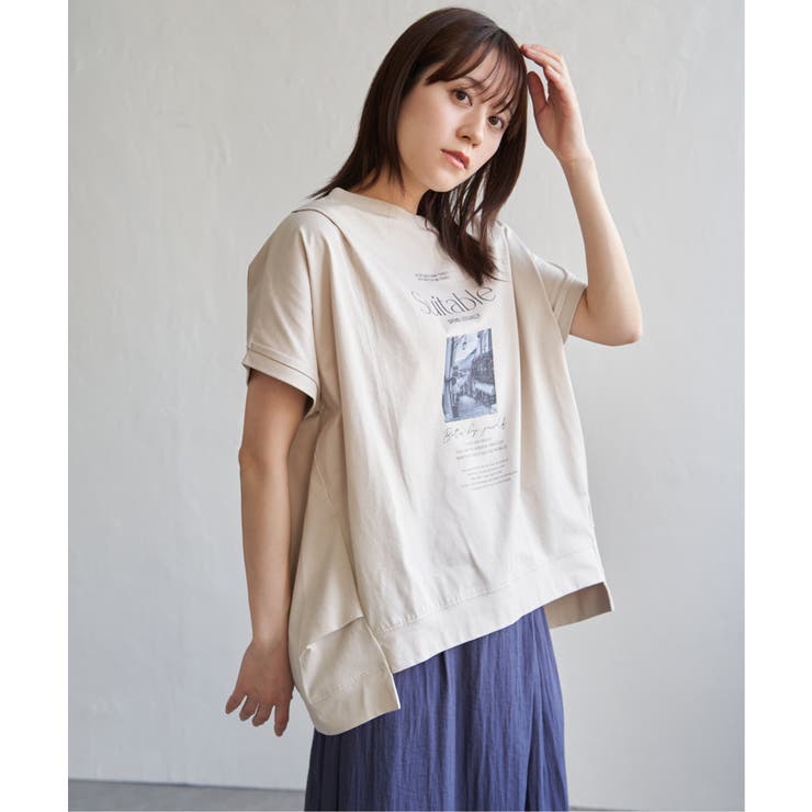 ベージュ | 【親子コーデ】ロゴフォトプリントチュニックＴ | ikka 