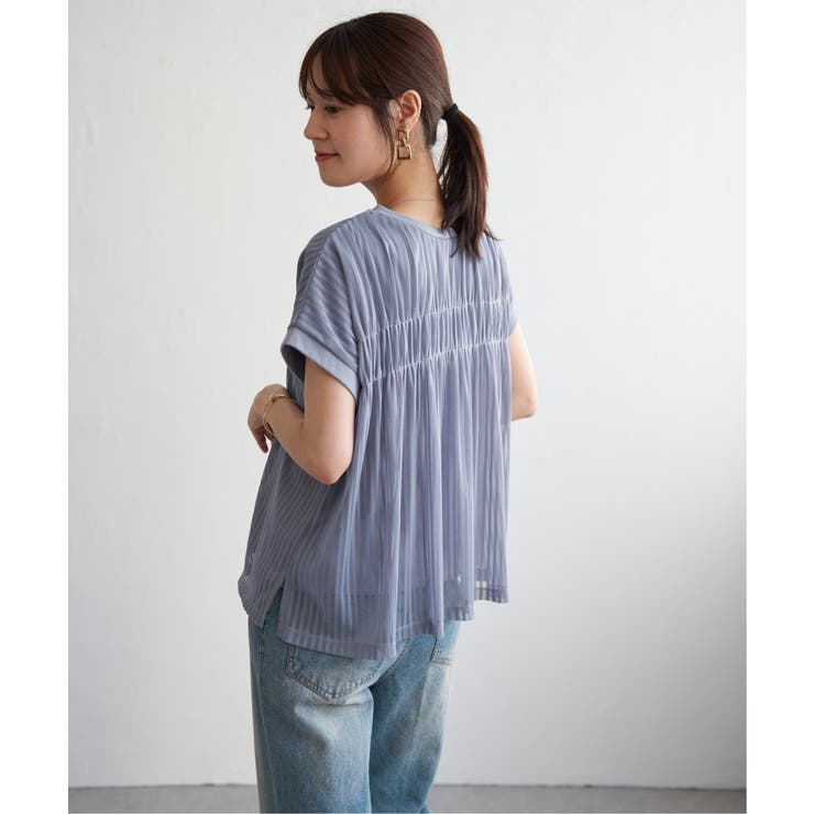 ストライプチュール2WAYプルオーバー | ikka  | 詳細画像3 