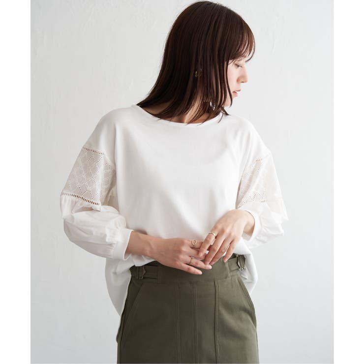 オフホワイト | 【親子コーデ】袖キカレース切り替えプルオーバー | ikka 