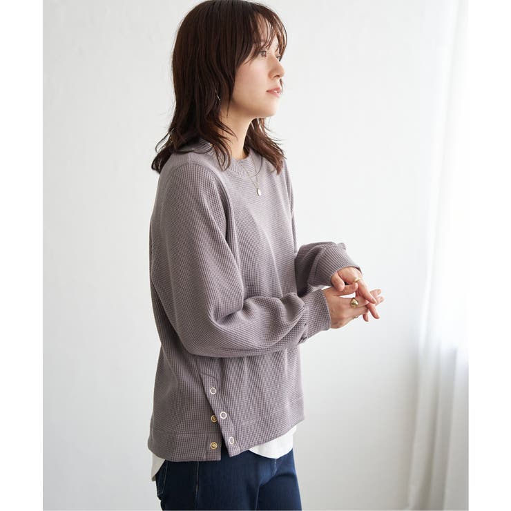 コーヒー | ラメワッフル裾リングドットプルオーバー | ikka 